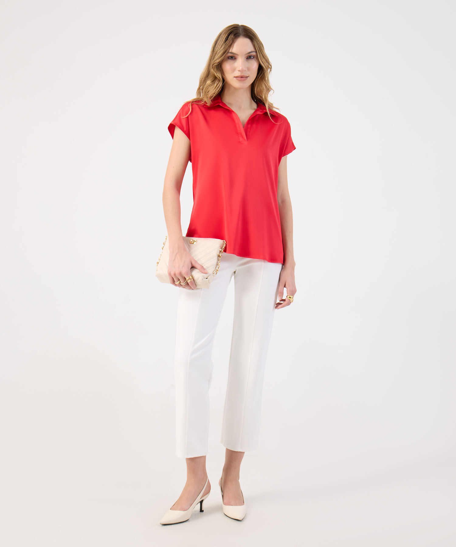 Blusa Tipo Polo Para Mujer Manga Corta