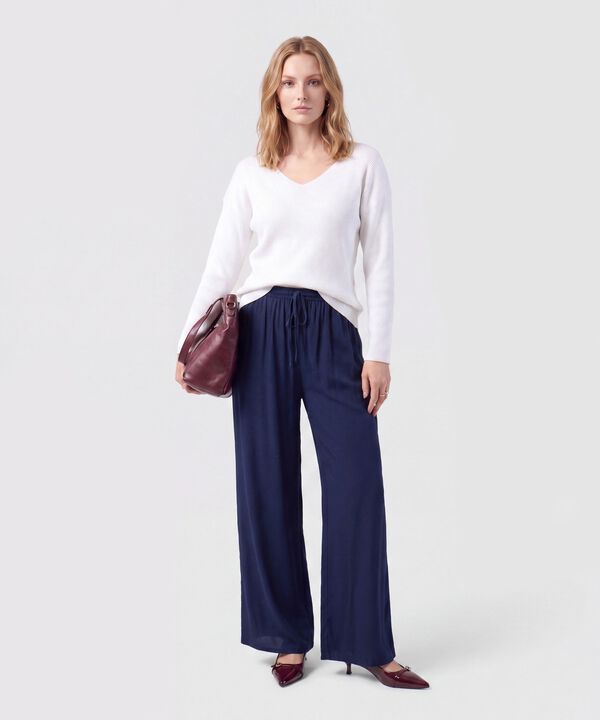 Saco Tejido En Rib Con Cuello En V Para Mujer