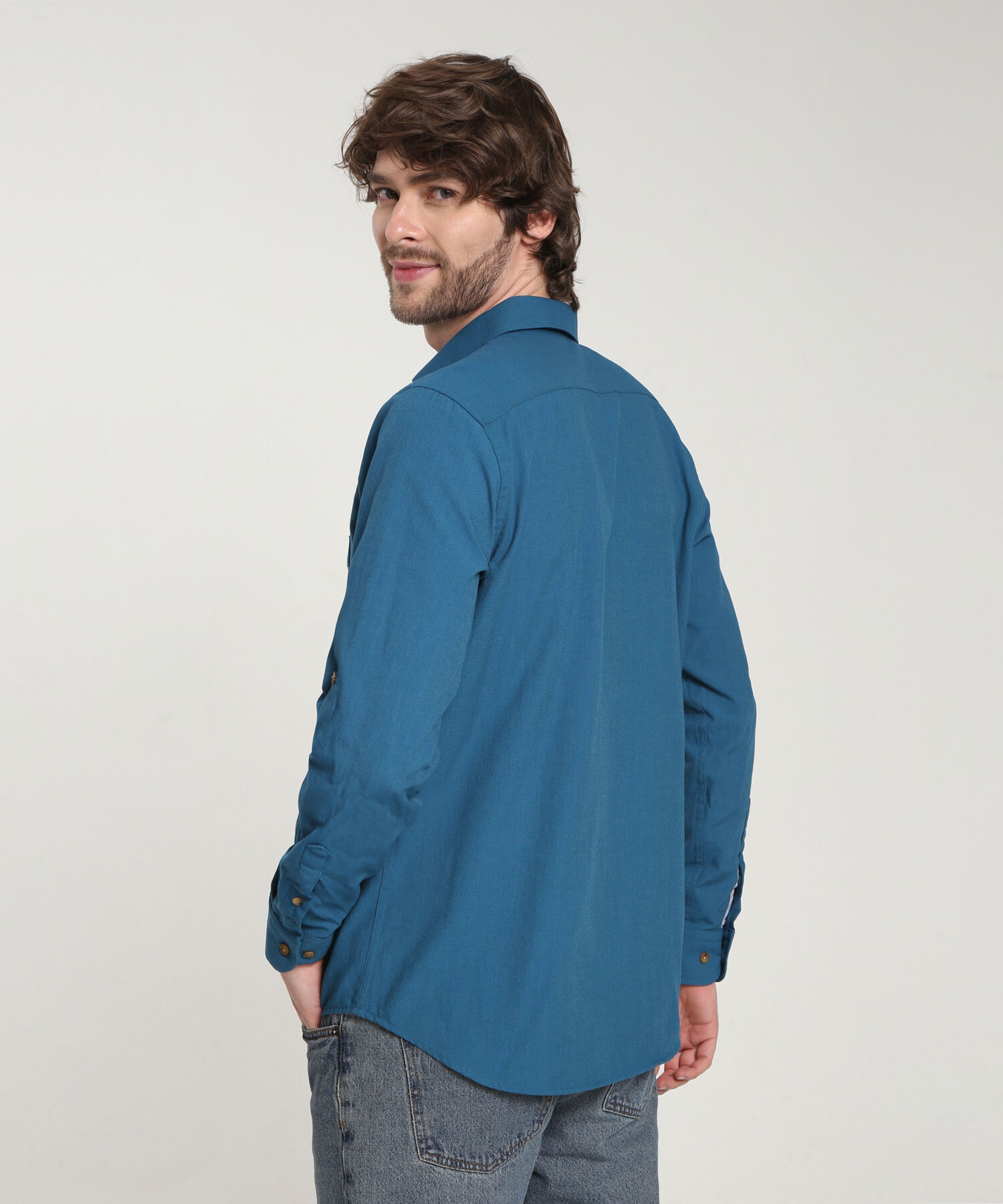 Camisa Manga Larga Unicolor Button Down