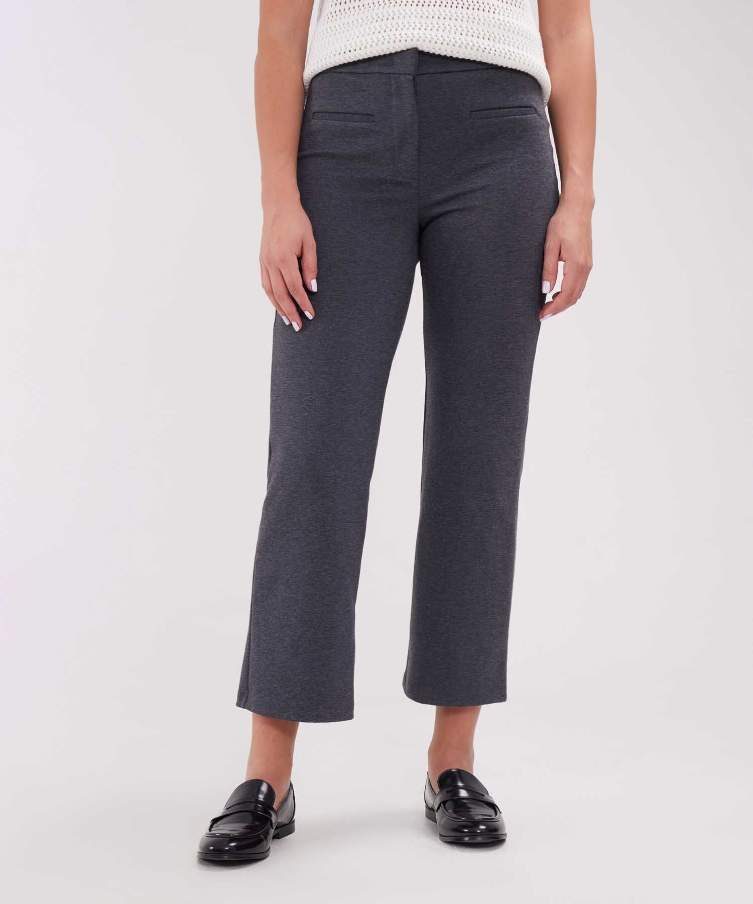 Leggins Unicolor, Tiro Alto, Bota Recta Con Simulación Bolsillos Ribete