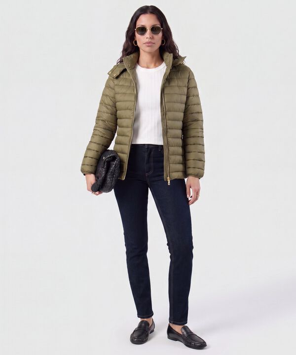 Chaqueta Acolchada Con Capota Para Mujer