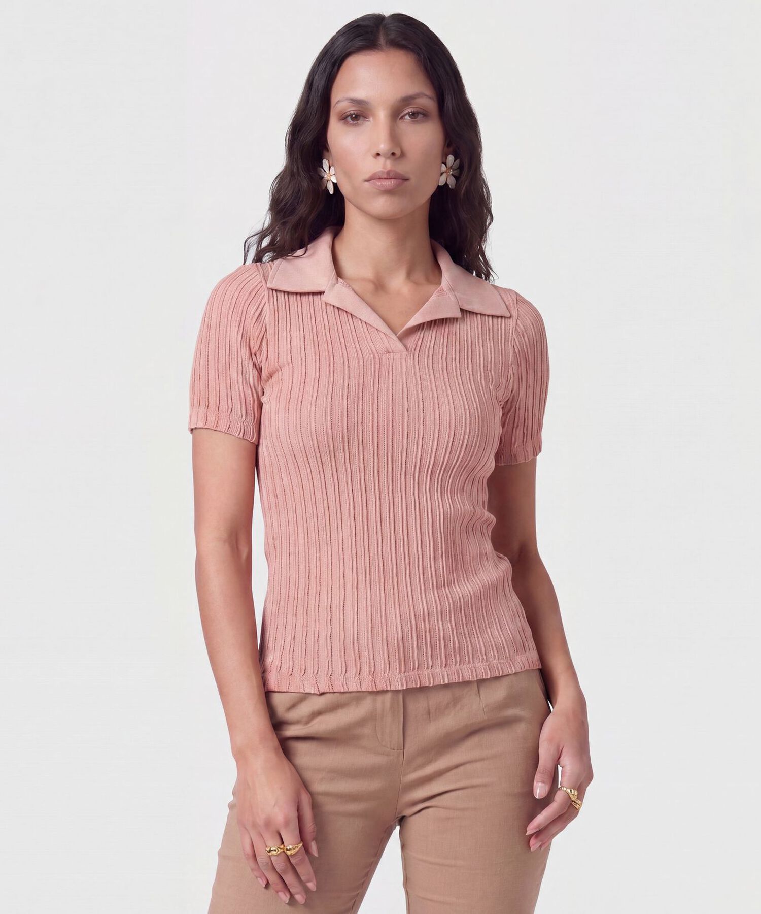 Polo Tejido Acanalado Mujer