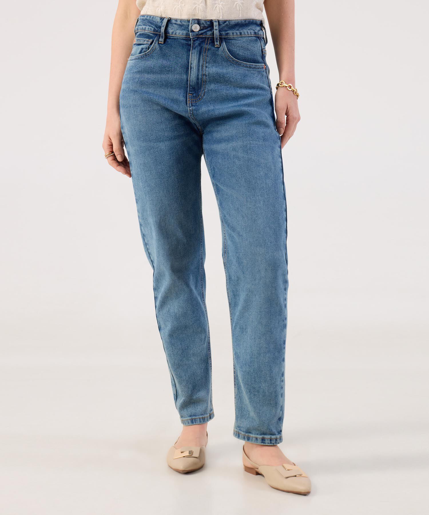 Jean Mom de Tiro Alto para Mujer