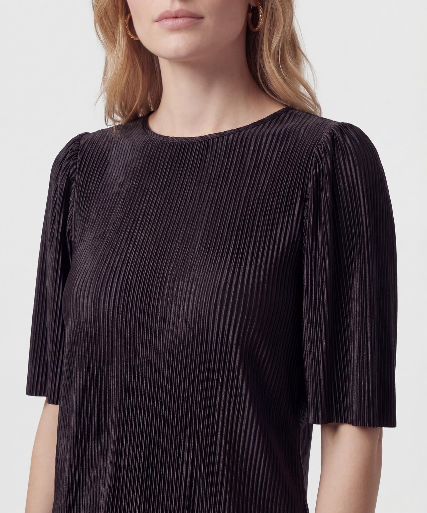 Camiseta De Tejido Plisado Para Mujer