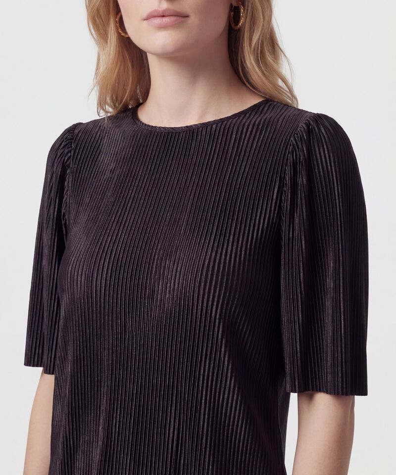 Camiseta De Tejido Plisado Para Mujer