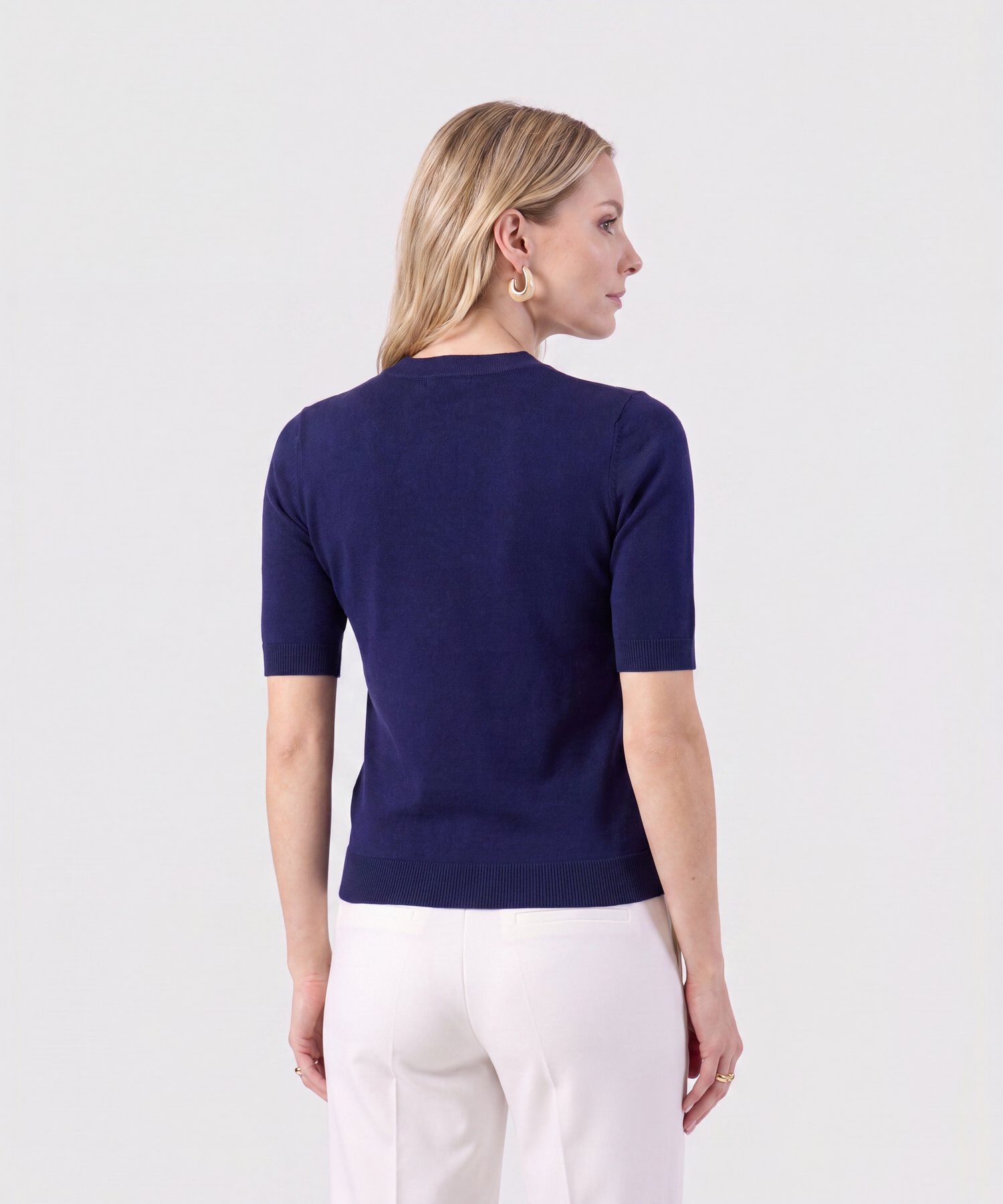 Camiseta De Punto Cuello Redondo Mujer
