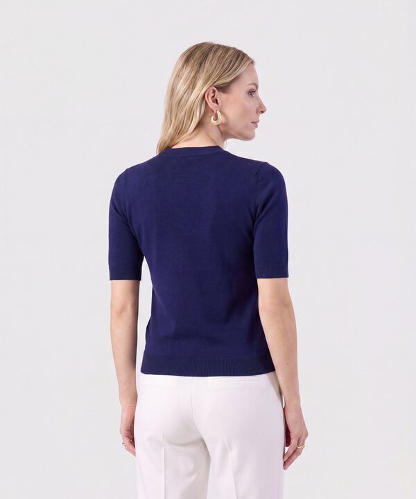 Camiseta De Punto Cuello Redondo Mujer