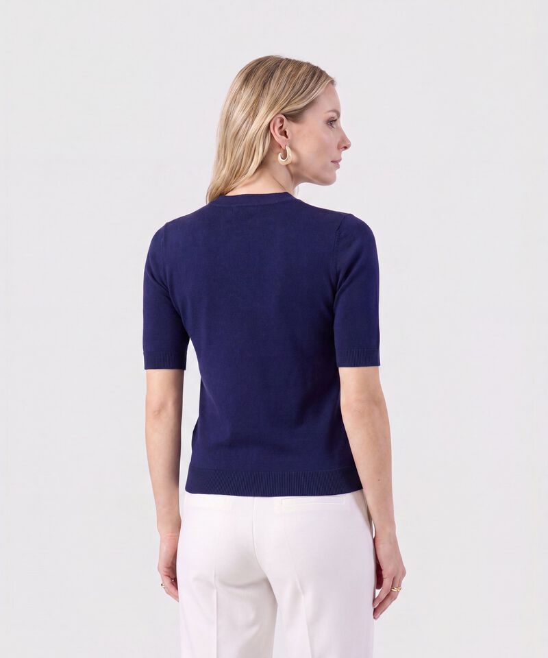 Camiseta De Punto Cuello Redondo Mujer