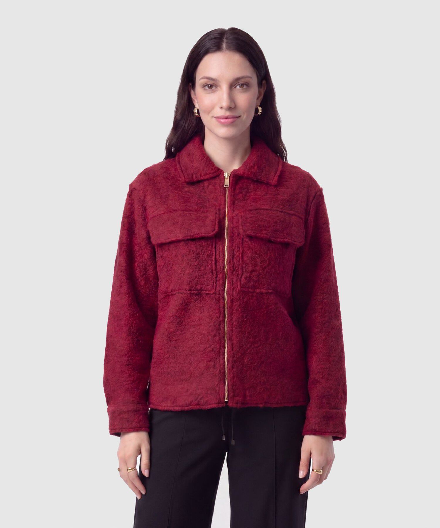 Chaqueta Unicolor Texturizada para Mujer