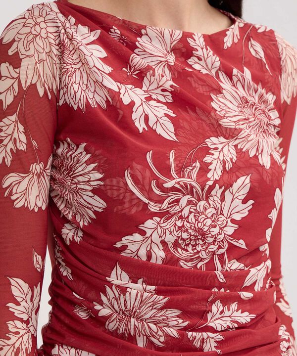 Camiseta Manga 3/4 Estampada, Cuello Redondo image number null