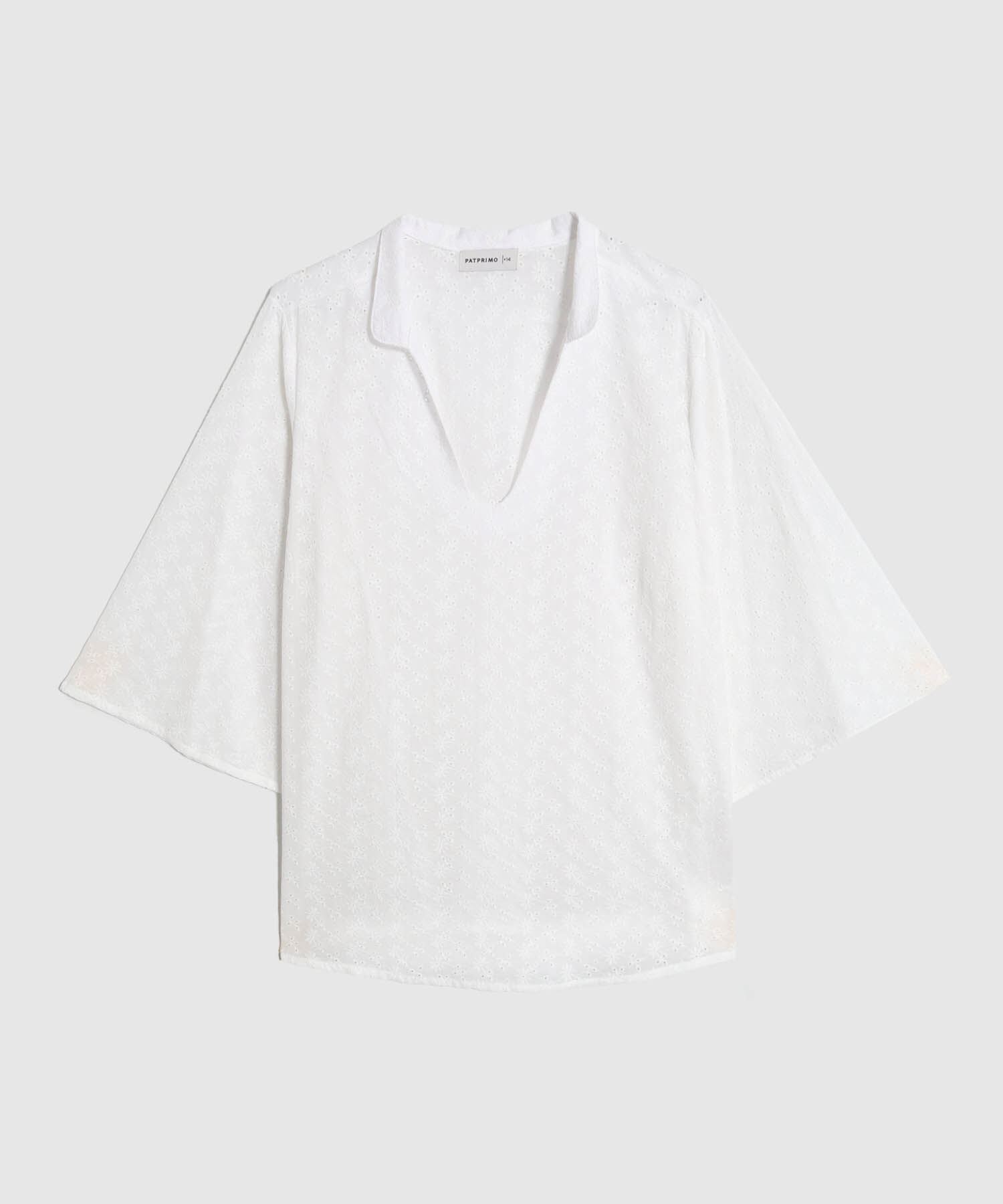 Blusa con Escote V y Manga 3/4 Para Mujer Curvy