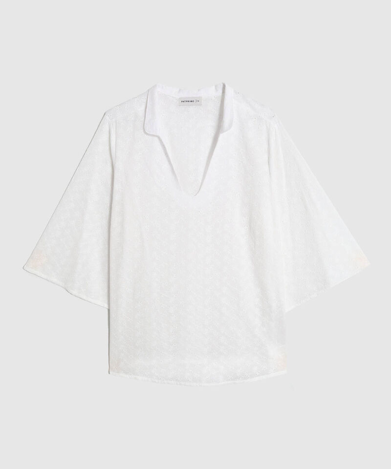 Blusa con Escote V y Manga 3/4 Para Mujer Curvy