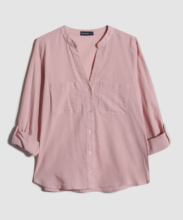 Blusa Manga Larga Unicolor En Lino