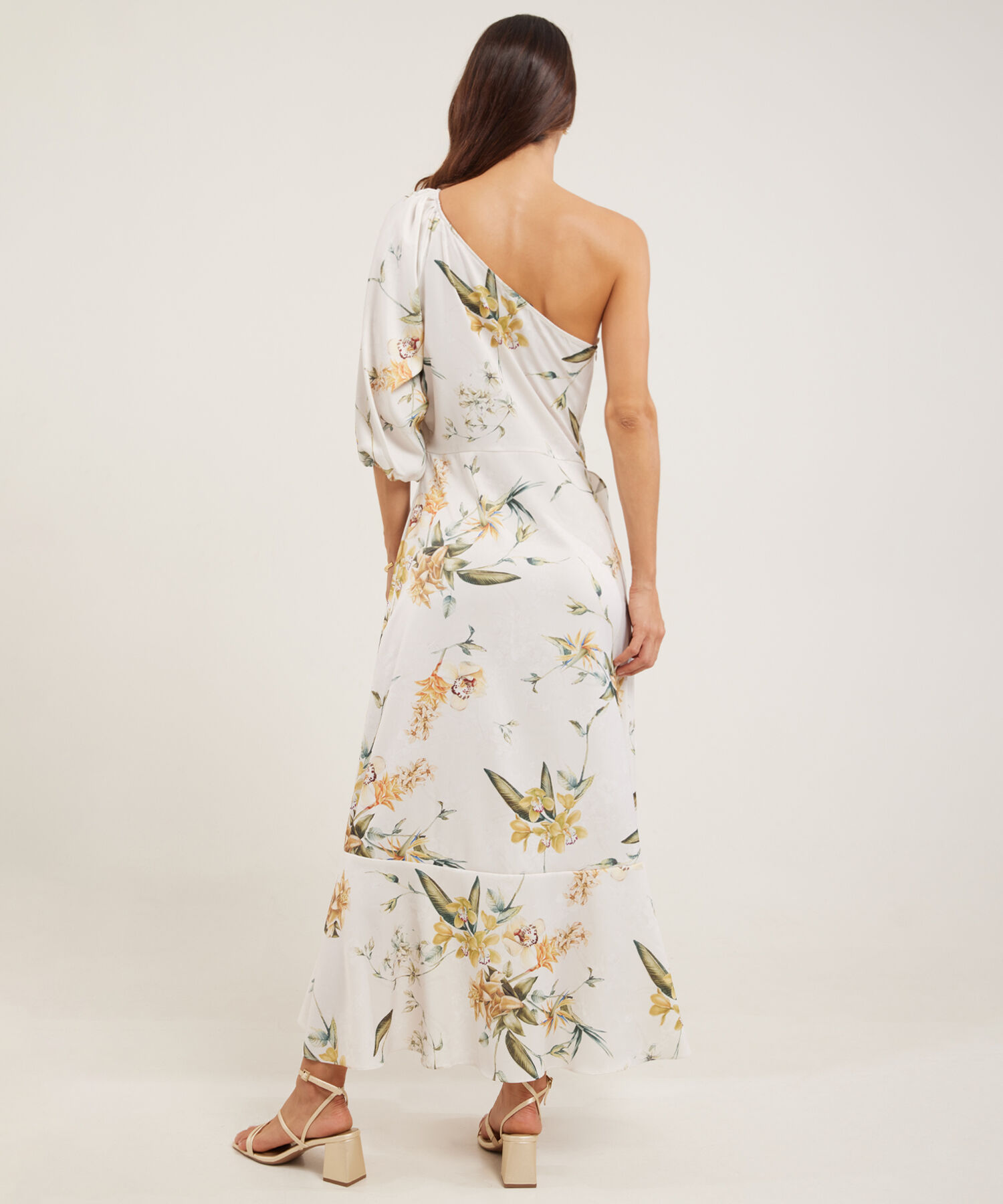 Vestido Estampado 1 Solo Hombro Con Bolero En Falda