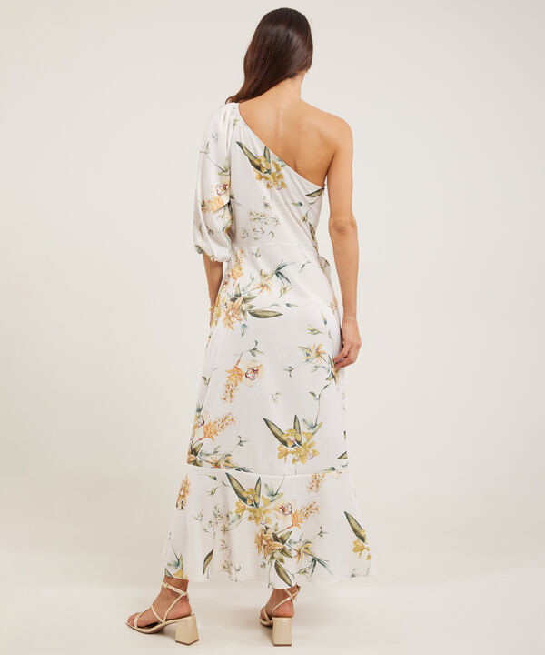 Vestido Estampado 1 Solo Hombro Con Bolero En Falda