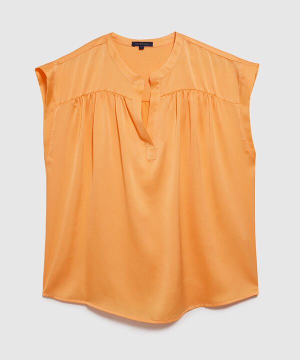 Blusa Manga Corta con Cuello Mao