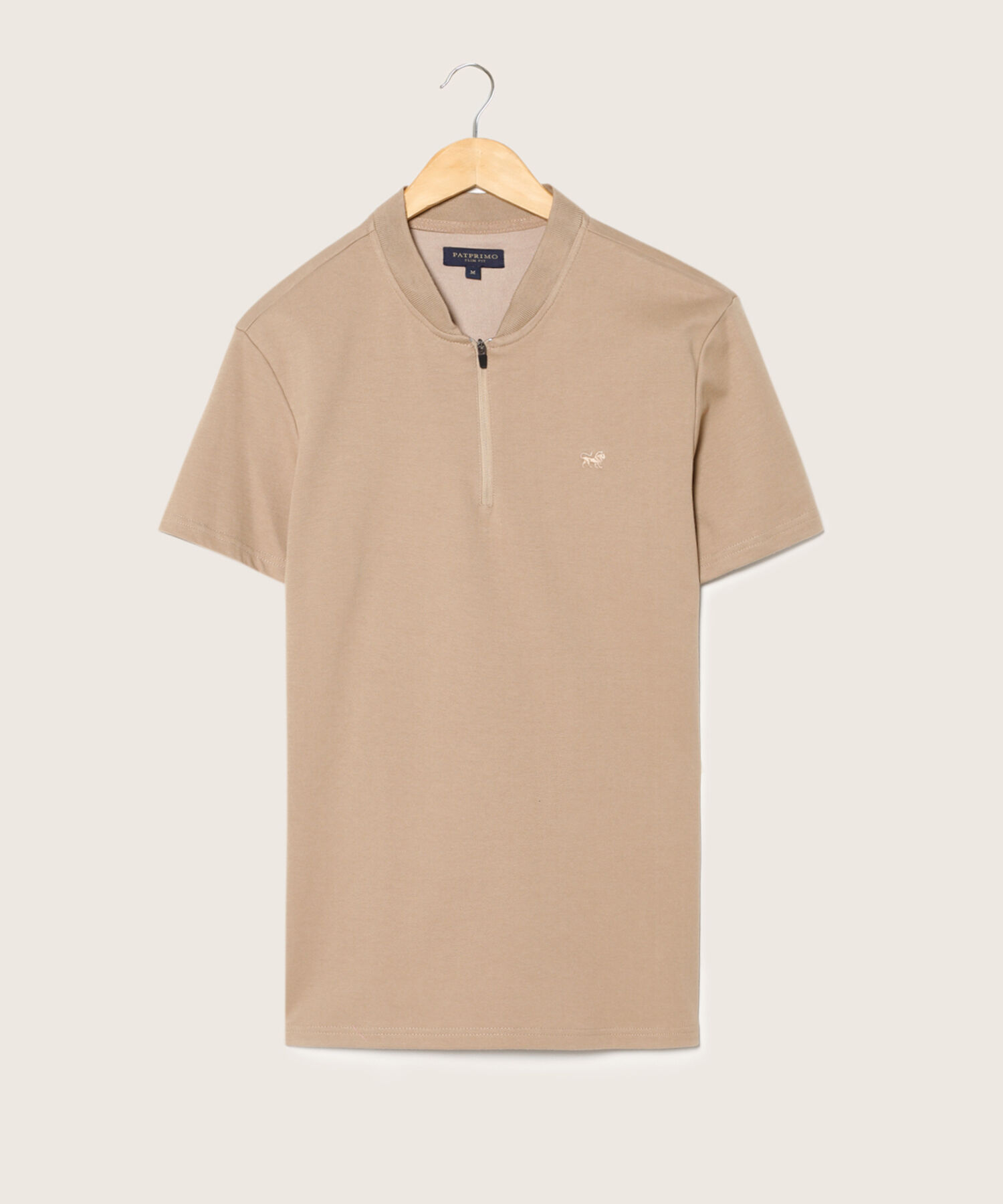 Polo Unicolor, Cuello Mao Tejido Con Cremallera En Cuello Y Silueta Slim Fit