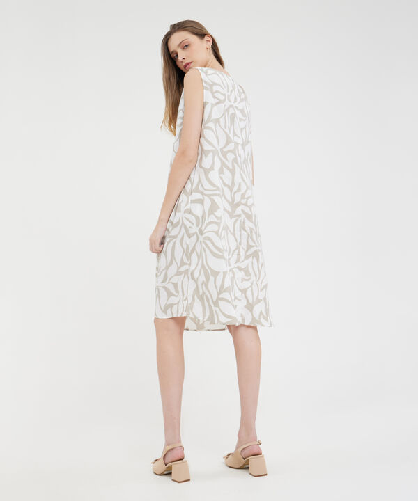 Vestido Estampado Manga Sisa Con Bolsillos Laterales