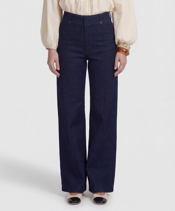 Jean Wide Leg con Costura Frontal para Mujer image number null