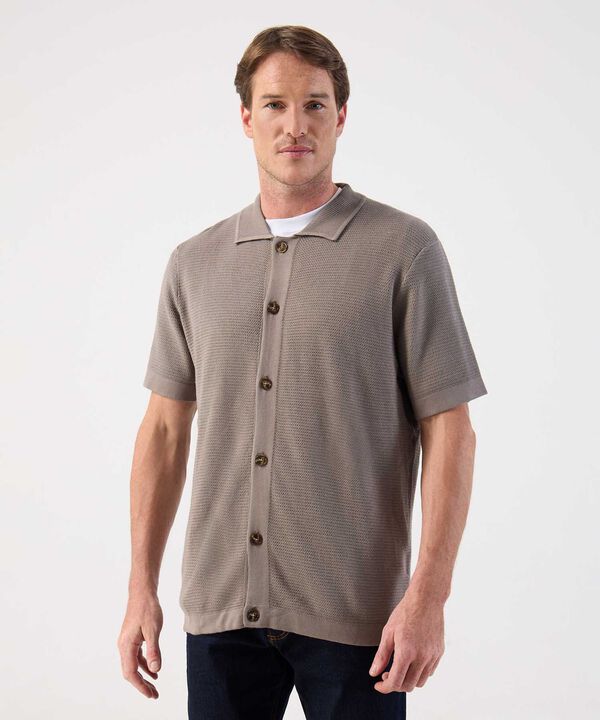 Polo Abotonado de Tejido Texturizado Para Hombre image number null