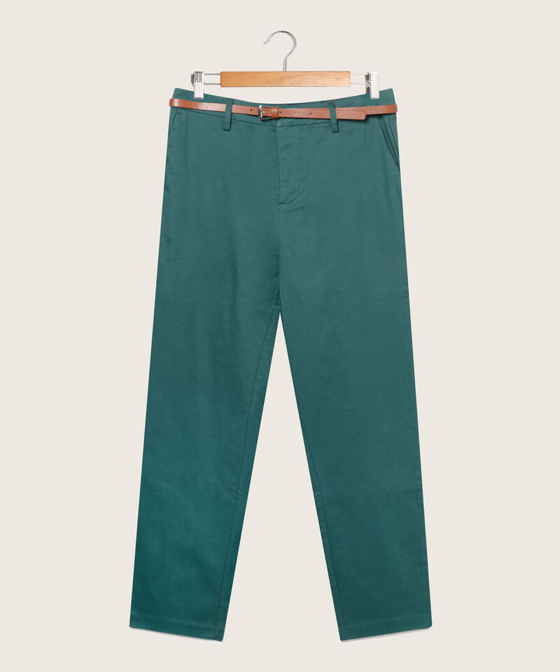 Pantalón Chino Unicolor Con Cinturón