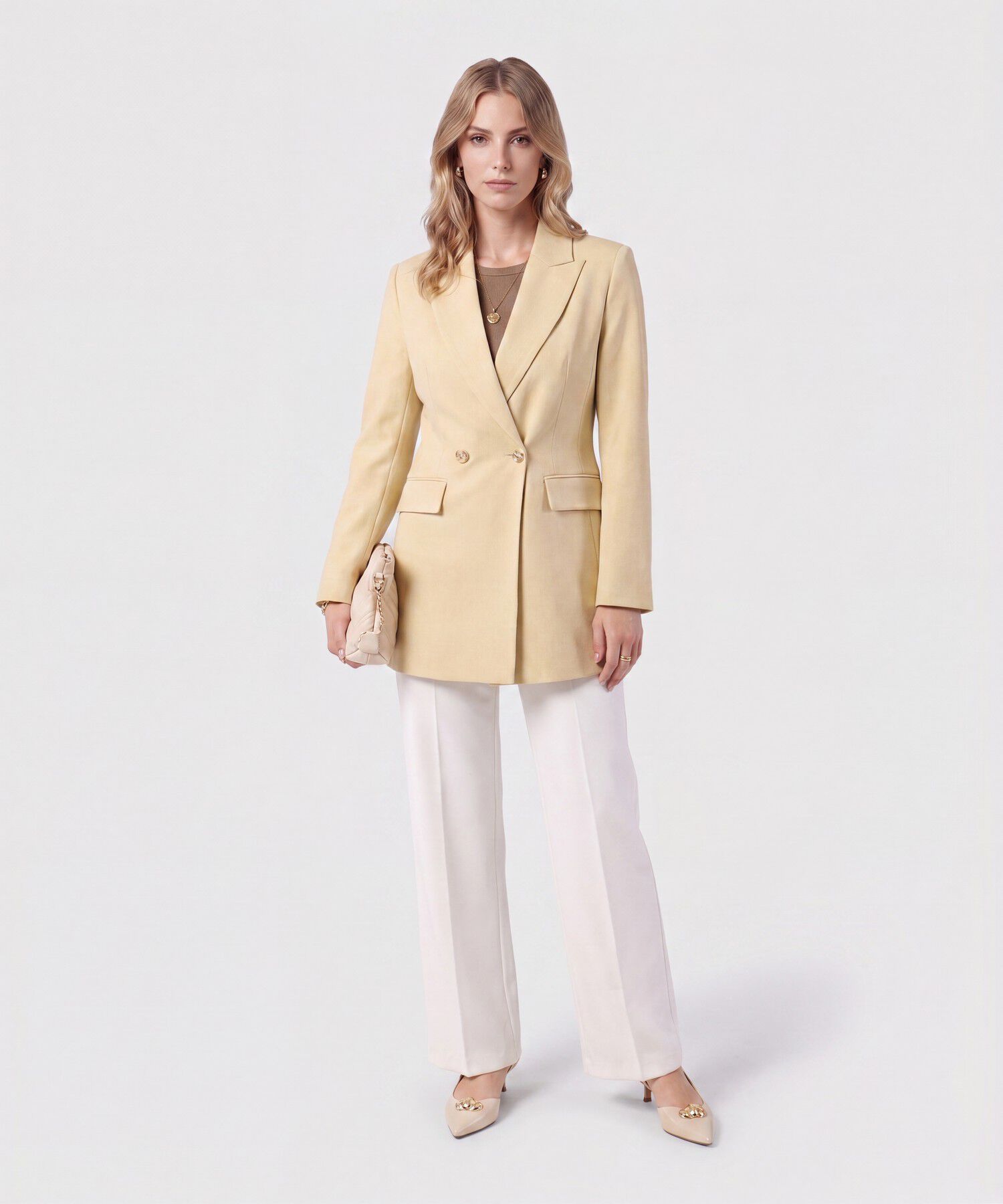 Blazer Doble Botonadura Y Solapa Para Mujer