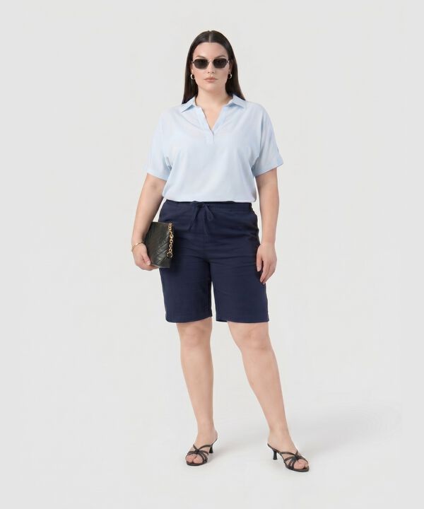 Blusa Casual Con Cuello Camisero Mujer Curvy