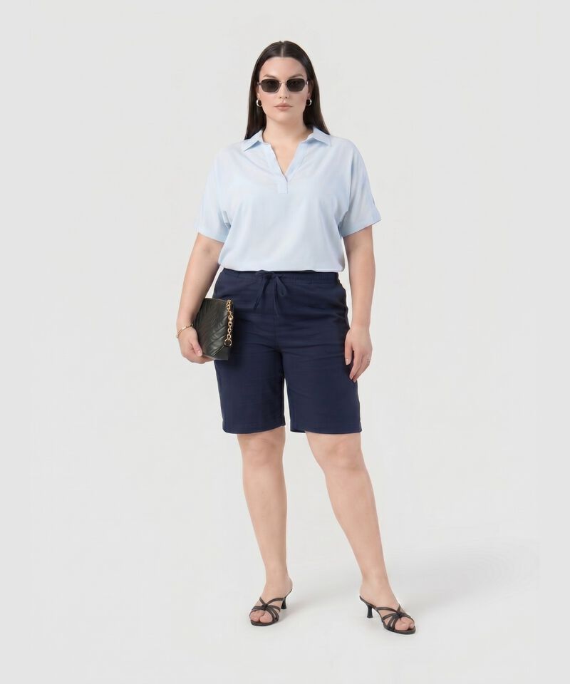 Blusa Casual Con Cuello Camisero Mujer Curvy