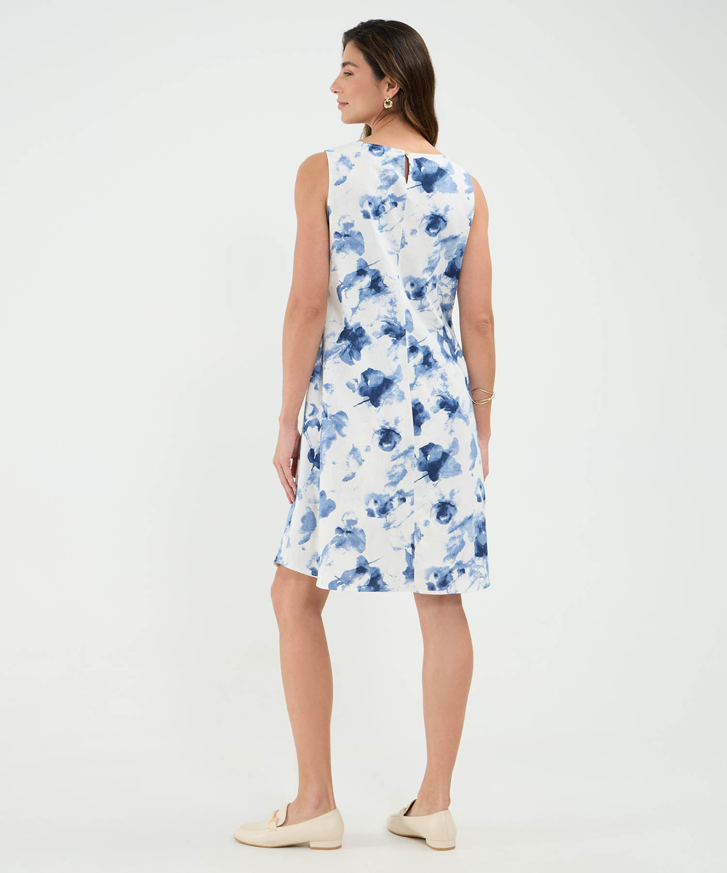 Vestido Estampado en Efecto Lino