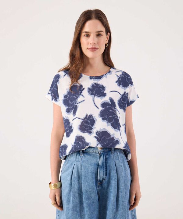 Blusa Estampada, Manga Corta Corrida image number null