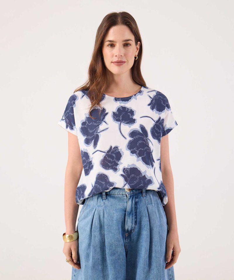 Blusa Estampada, Manga Corta Corrida