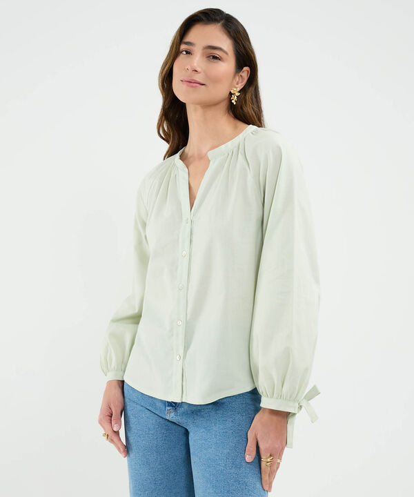 Blusa Manga Larga Efecto Lino image number null