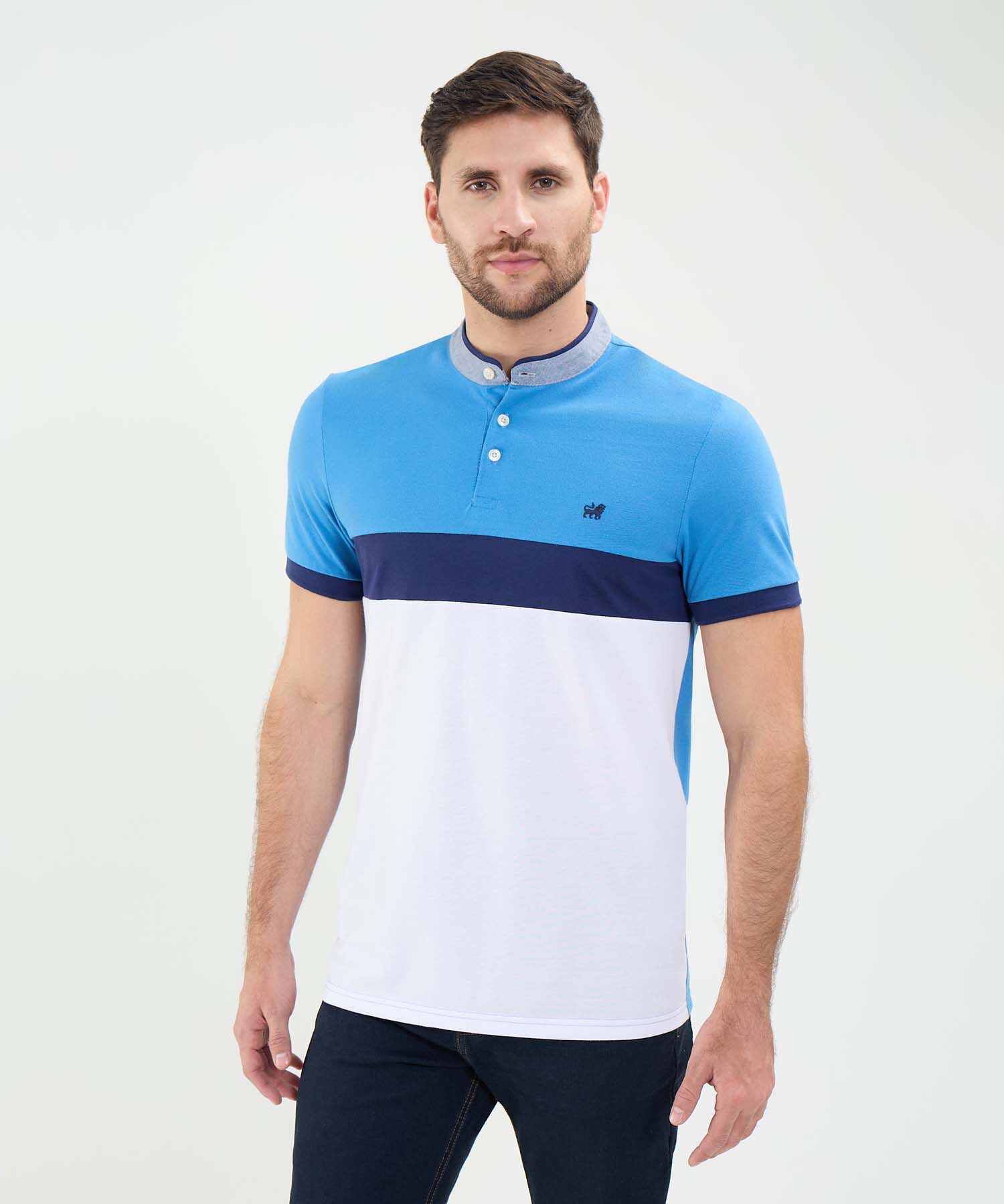 Polo Cuello Mao en Bloques