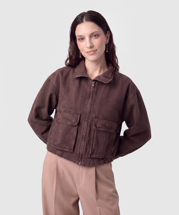 Chaqueta Corta Unicolor Mujer image number null