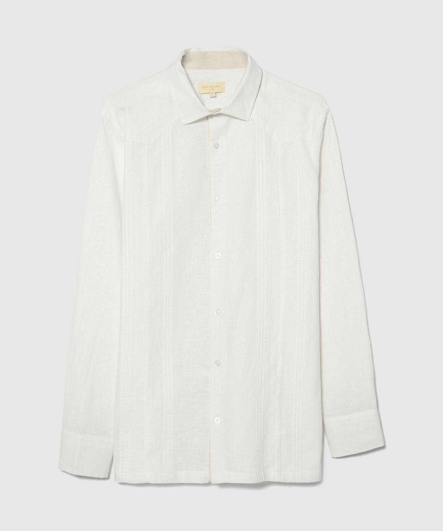 Camisa Guayabera Manga Larga Con Corte Almilla Y Alforzas En Frente