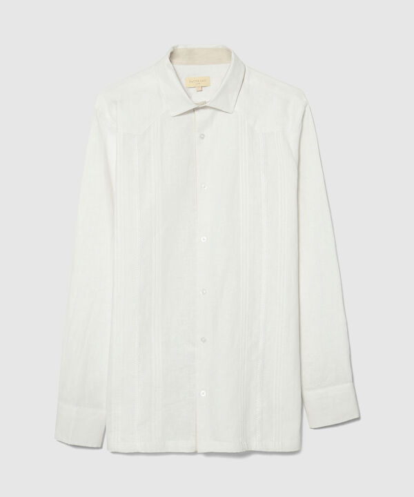Camisa Guayabera Manga Larga Con Corte Almilla Y Alforzas En Frente
