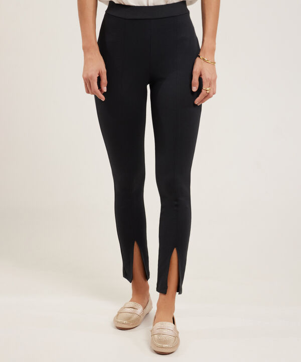 Leggins Unicolor, Tiro Alto Con Corte Central Y Abertura En Bota, Trópico Floral image number null