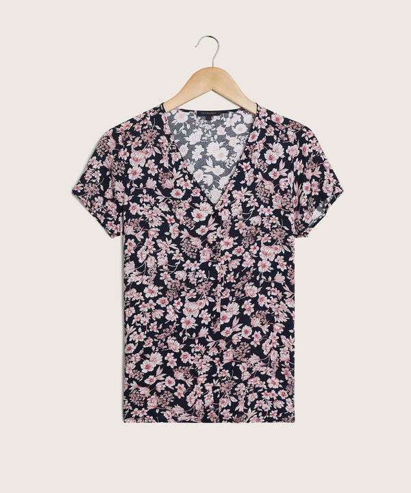 Blusa botones cuello v estampado