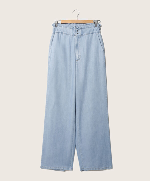 Pantalón Silueta Paperbag Fluido Tono Medio