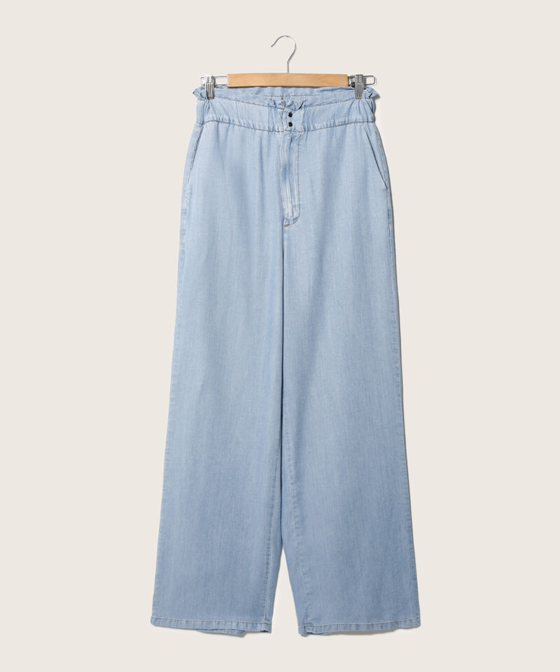 Pantalón Silueta Paperbag Fluido Tono Medio