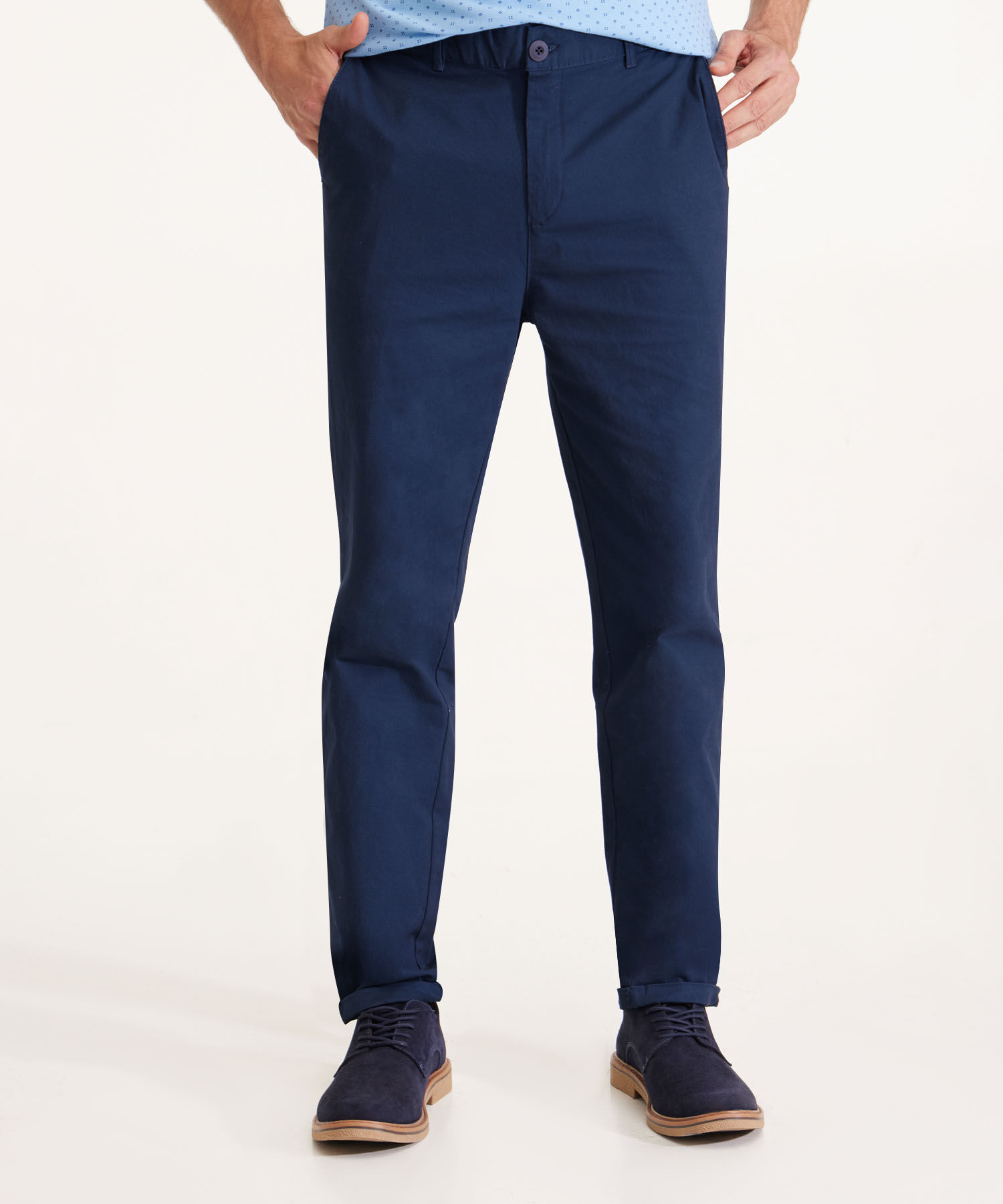 Pantalon Unicolor Chino Con El&aacute;stico En Pretina