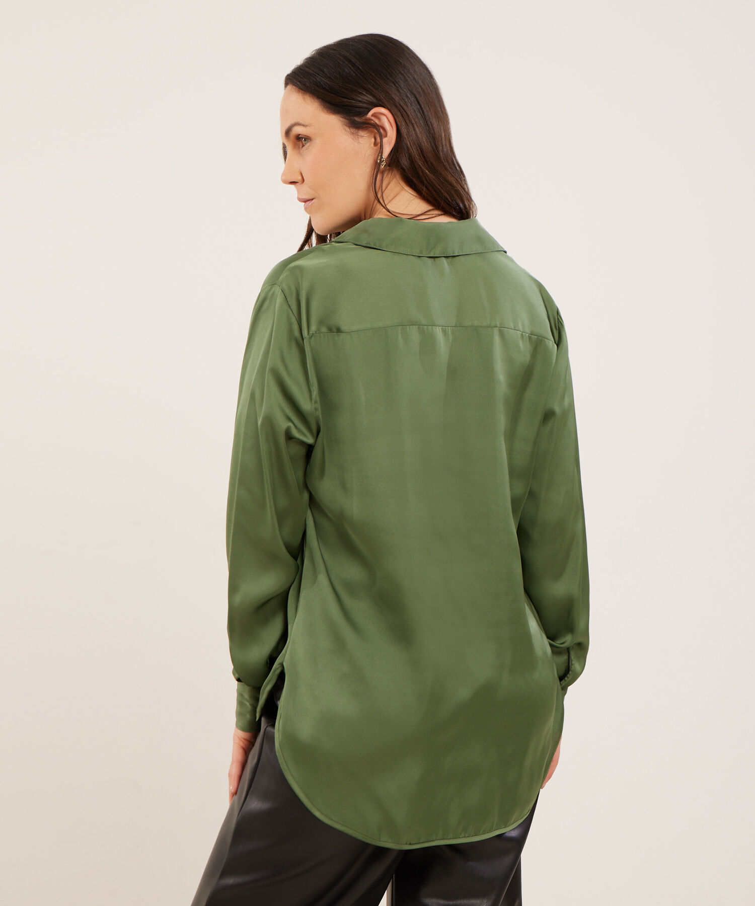 Camisa Manga Larga En Satín