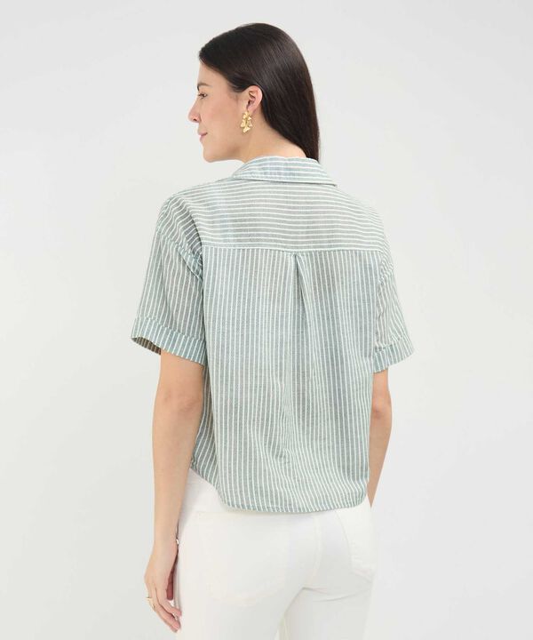 Camisa Estampada en Efecto Lino
