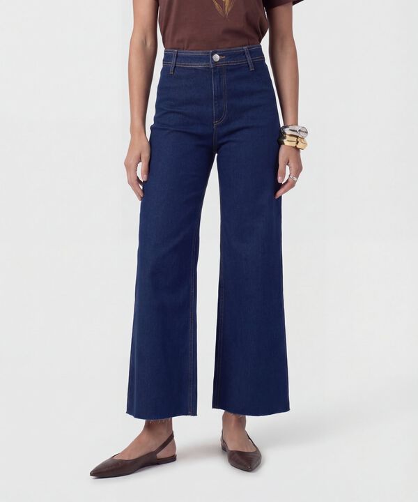 Jeans Culotte Con Ruedo Desflecado Mujer image number null