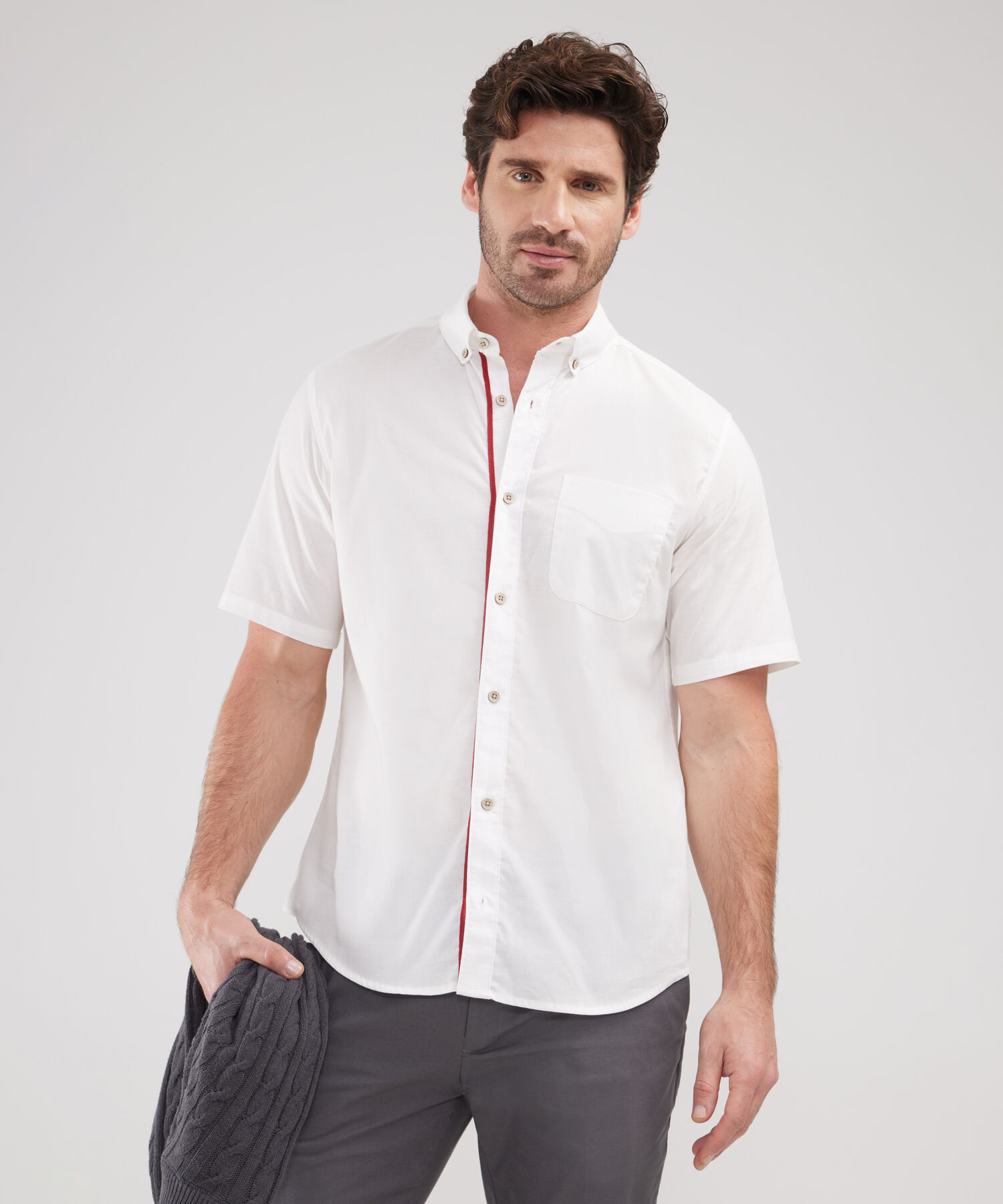 Camisa manga corta slim fit hombre deals