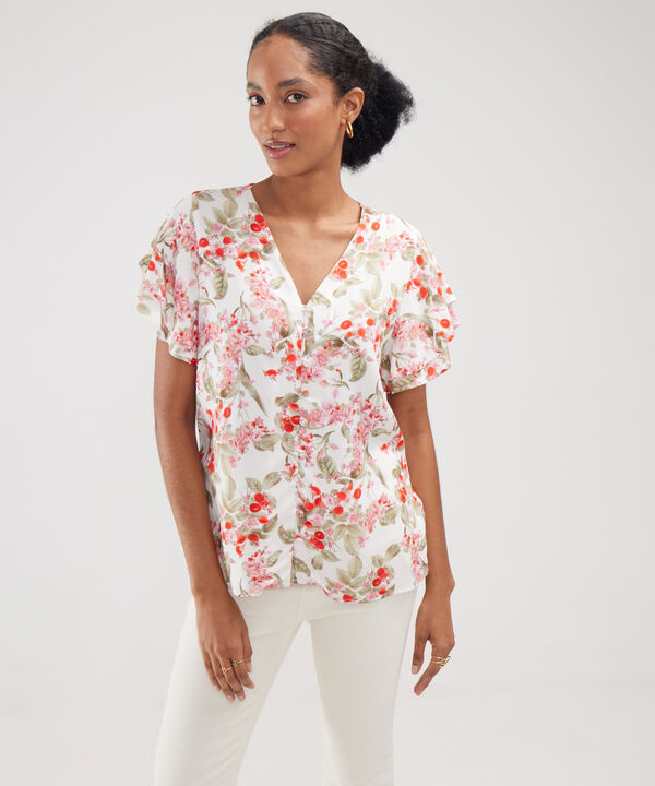 Blusa Estampada Con Mangas Tipo Gola image number null