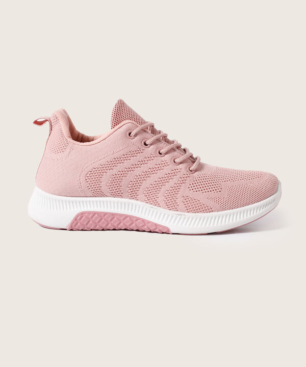 Tenis Deportivos Con Textura Tejida Y Suela Contrastada Para Mujer