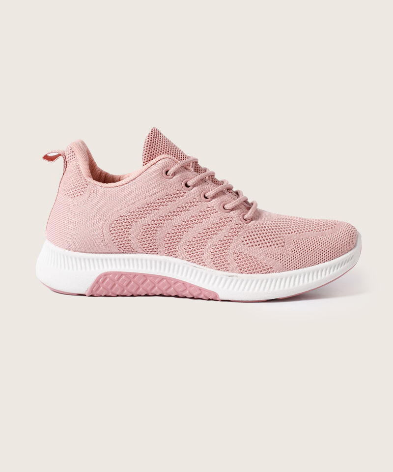 Tenis Deportivos Con Textura Tejida Y Suela Contrastada Para Mujer