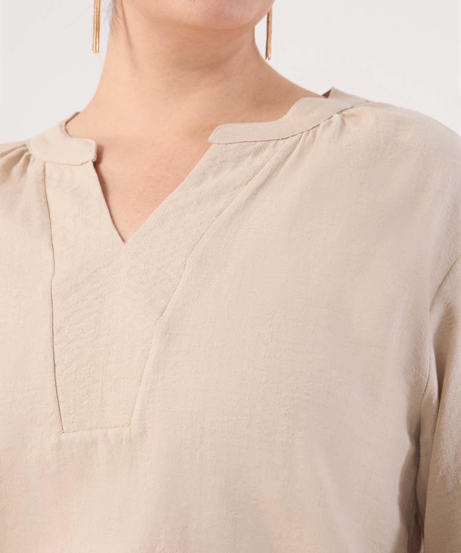 Blusa Unicolor Manga 3/4 Para Mujer Curvy