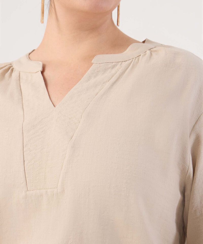 Blusa Unicolor Manga 3/4 Para Mujer Curvy